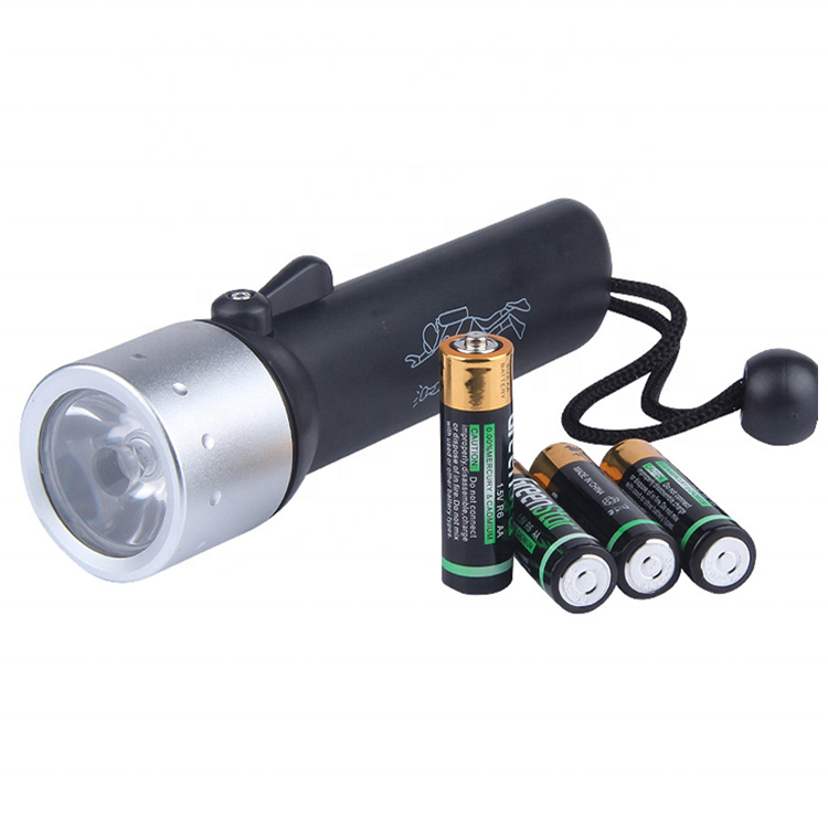 Waterproof IP68 Dry Battery Powered Flashlight Torch Light Led Diving Light Underwater Flashlight