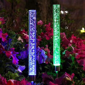 Outdoor Solar Garden Stake Lights,2pcs Solar Acrylic Bubble RGB Color Tube Light, Solar Landscape Lighting Light for Garden