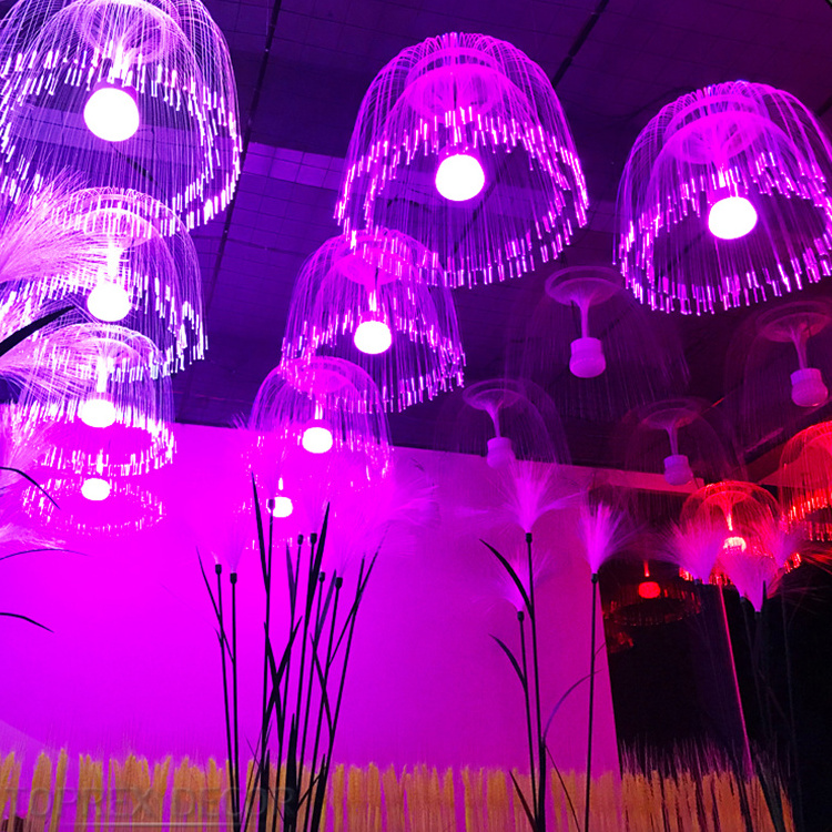 Easy Installation IP65 Event Holiday LED Fiber Optic Lights Hanging Jellyfish Christmas Light Decoration