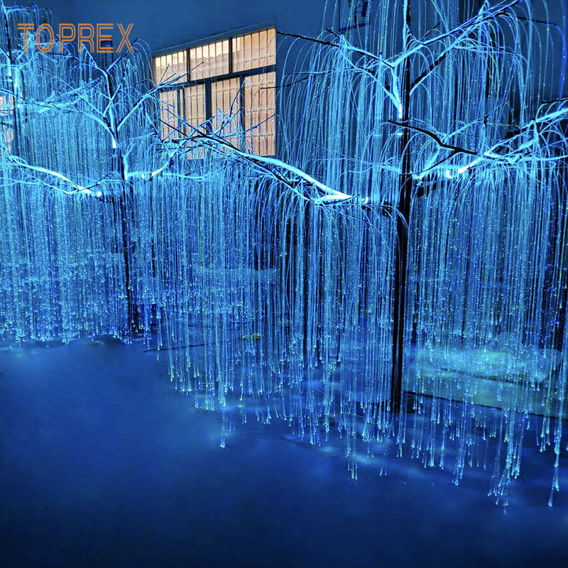 Park Garden Waterproof IP65 White Emitting Blue and Green LED Willow Tree Artificial Optical Fiber Christmas Decoration