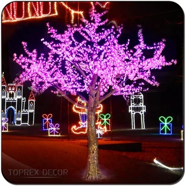 Custom factory Christmas holiday lighting outdoor decoration RGB 220V 3.5m artificial led cherry blossom tree lamp for weddings