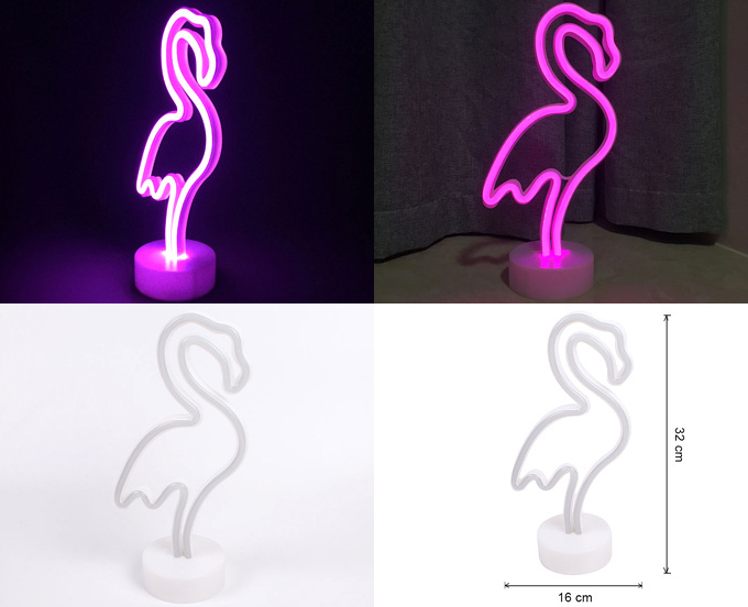 Small animal sculpture christmas indoor bedroom decoration neon 2d flamingo lamp