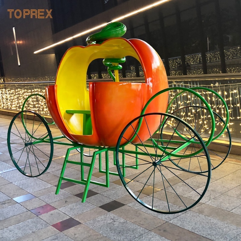 New Halloween Design Customizable Pumpkin carriage Large 3D Sculptures fiberglass giant pumpkin