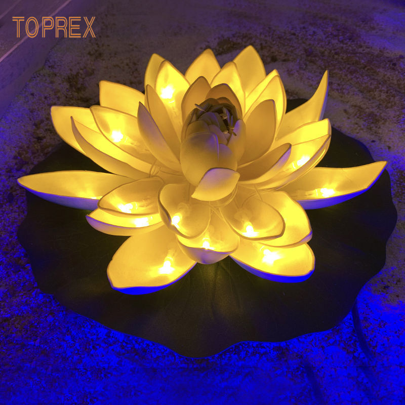 Outdoor 3D Illuminated Large China Motifs Led Lotus Flower Sculpture Diwali Decoration Diya Lights For Winter Wonder Light Show