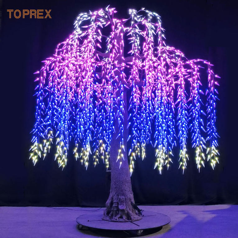 H4m Led Holiday Activity Decoration High Waterproof Outdoor Artificial Outdoor Simulated Led Willow Tree Lamp