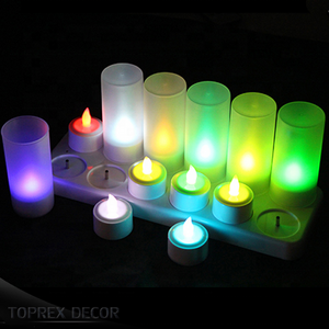 Christmas Wedding Birthday Decorations Change Color Tea Light Rechargeable Safe Flameless String Led Candle Light