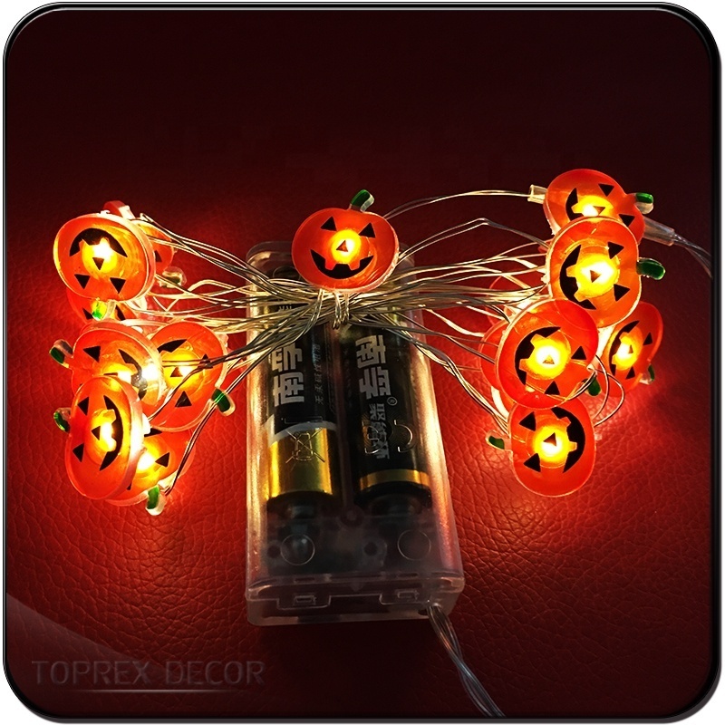 Novel Mini Orange Led Copper Wire Battery Box Halloween Pumpkin String Lights For Halloween Party Decoration