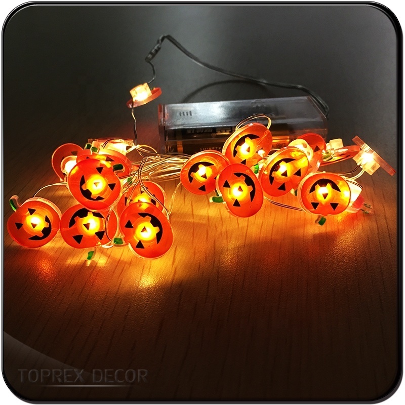 Novel Mini Orange Led Copper Wire Battery Box Halloween Pumpkin String Lights For Halloween Party Decoration