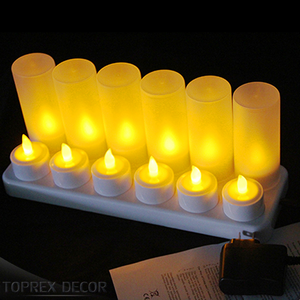 Remote Control LED Electric Tea Church Pillar Candles with Flickering Flameless Lights Battery Power Moving Flame for Weddings