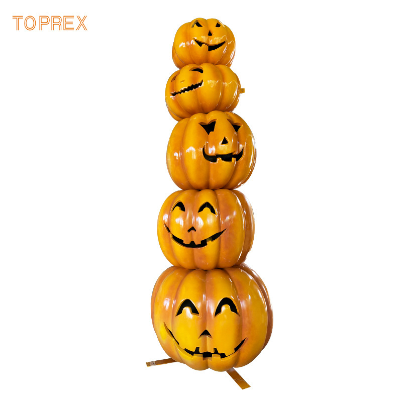 Halloween Metal Yard IP65 Highly Waterproof Decoration Fiberglass Resin Pumpkin