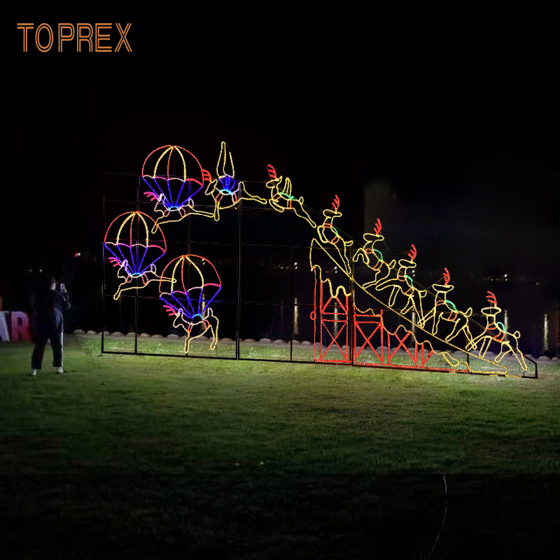 TOPREX Animated lighted 2D LED motif rope lights santa train Christmas light decoration outdoor