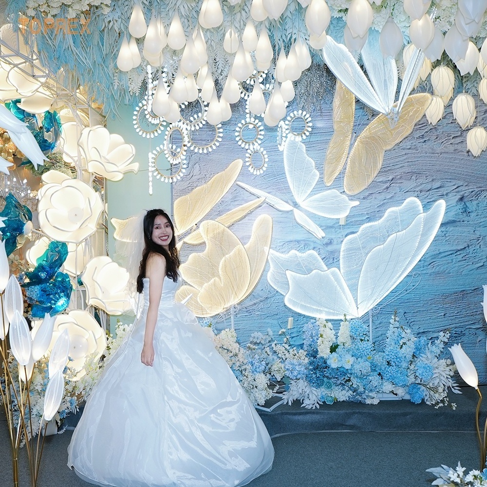 Hot Selling Hotel Ceiling Wedding Hall Stage Large Led Luminous Butterfly Lighted Other Wedding Decoration Butterfly Lights