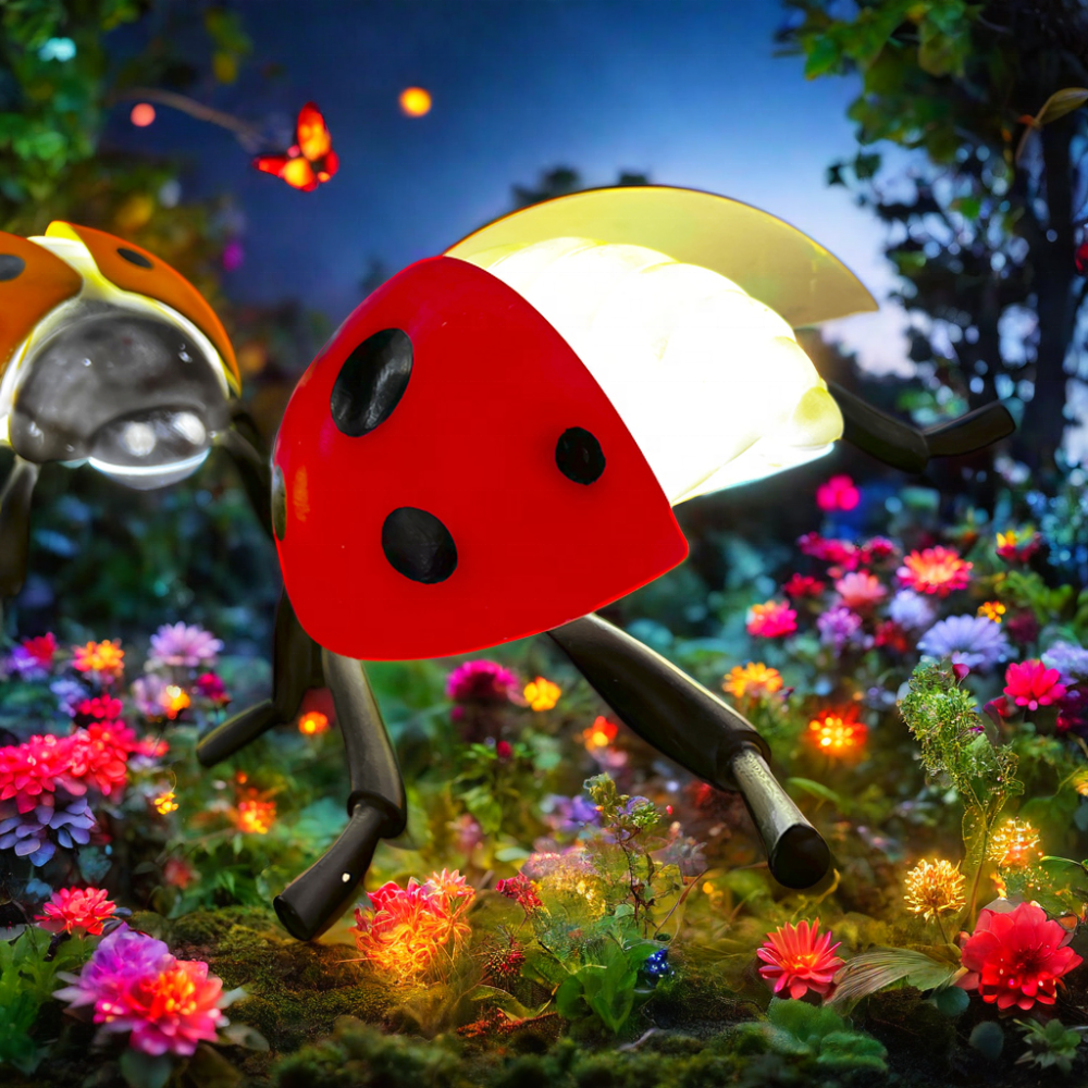 OEM ODM High Durability Vivid Waterpoof DC12V Move Wings Ladybug Decorative Light with Sound for Outdoor Garden Park Decor