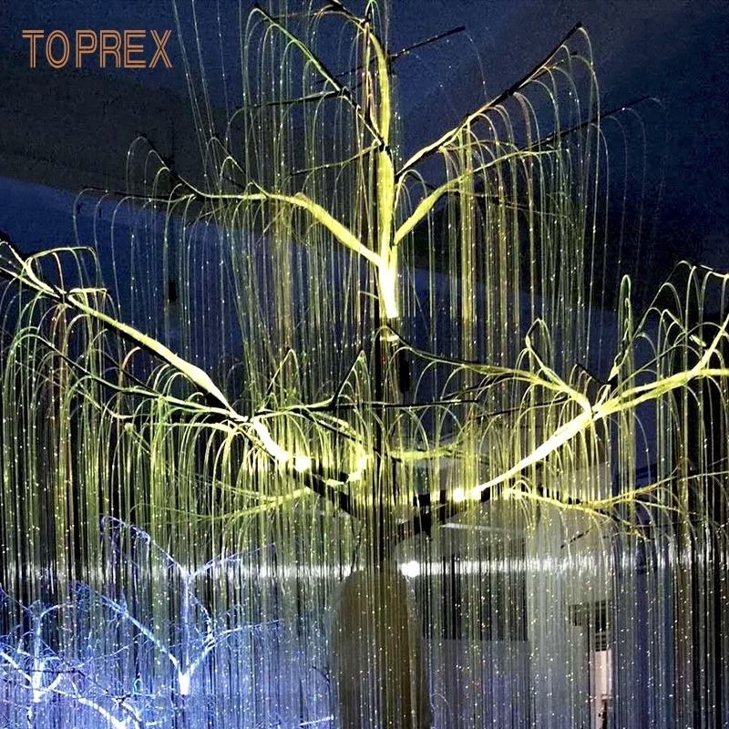 Outdoor Winter Wonderland Landscape Illumination Decoration  Changing Led Waterproof Willow Tree Fiber Optic Light