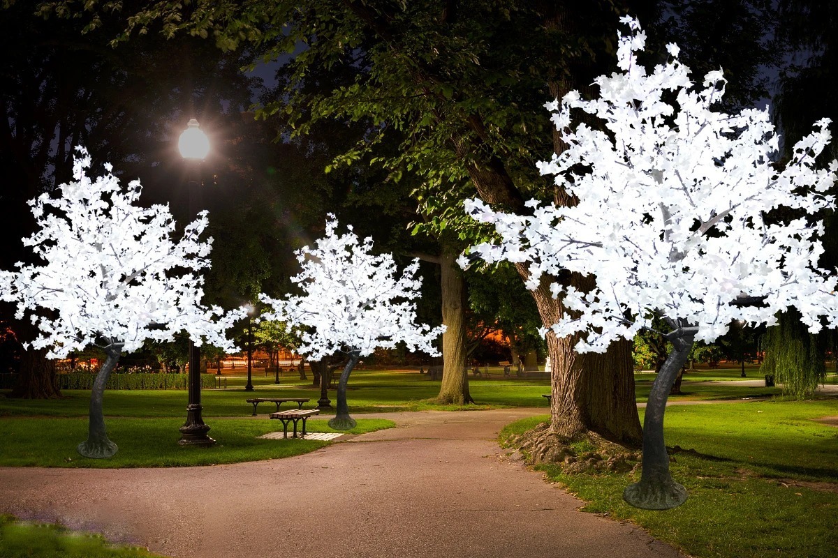 Customized Outdoor Garden Landscape Christmas Decoration Lighting 3m Simulated LED Maple Leaf Tree Light