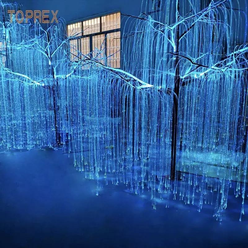 2.5 Meters Winter Wonderland Outdoor Decoration Willow Fiber Optic Avatar Tree For Landscape Park Garden Holiday Light