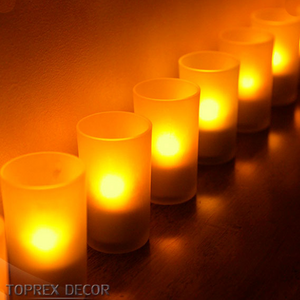 Toprex Home Decor Warm Yellow Plastic Battery Operated Led Light Water Floating Flickering Wax Battery Candles Led Flameless