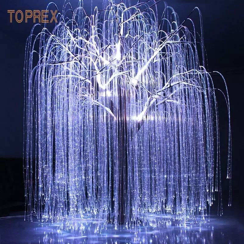 2.5 Meters Winter Wonderland Outdoor Decoration Willow Fiber Optic Avatar Tree For Landscape Park Garden Holiday Light