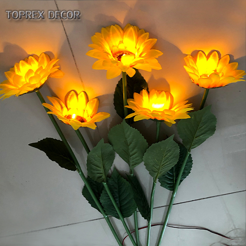 Waterproof Yellow Artificial Sunflower Flower Light for Garden Pathway for Mother's Day Halloween Parties LED Light Decor