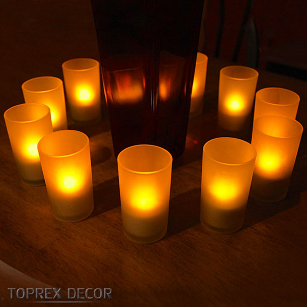 Toprex Home Decor Warm Yellow Plastic Battery Operated Led Light Water Floating Flickering Wax Battery Candles Led Flameless