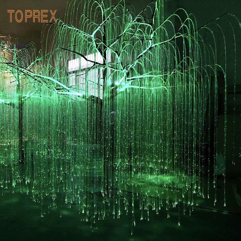 Outdoor Winter Wonderland Landscape Illumination Decoration  Changing Led Waterproof Willow Tree Fiber Optic Light