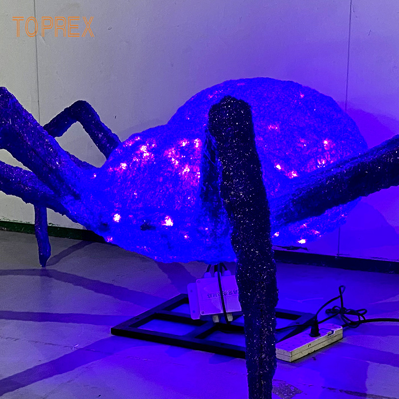 Indoor Outdoor Decor Props 3D Violet Led Giant Halloween Decorations Spider Halloween Haunted House Decor