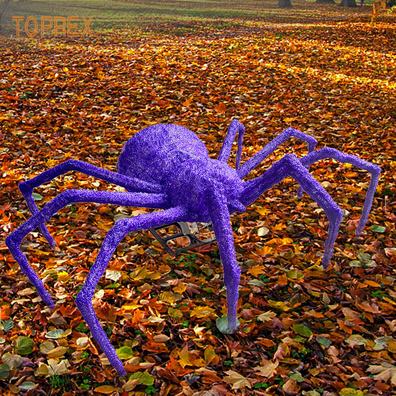 Indoor Outdoor Decor Props 3D Violet Led Giant Halloween Decorations Spider Halloween Haunted House Decor