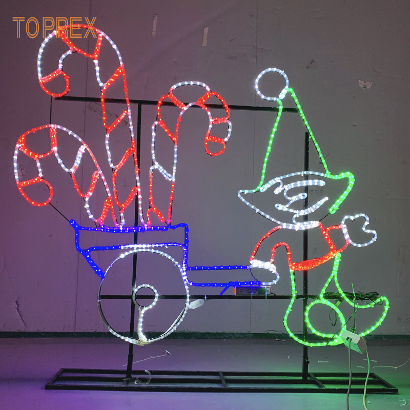 TOPREX Animated lighted 2D LED motif rope lights santa train Christmas light decoration outdoor