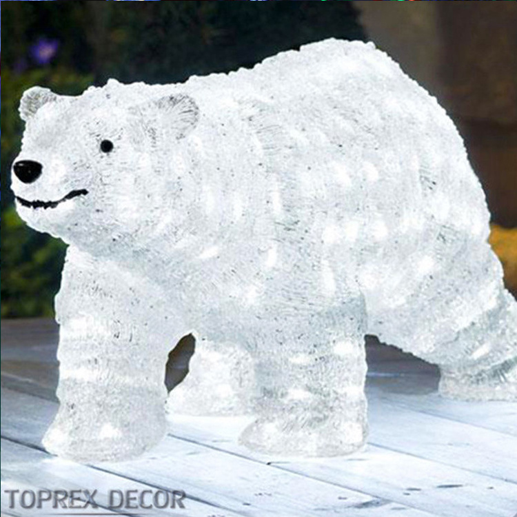 Toprex Customize Commercial Outdoor Giant Lighted Decoration  Led Sculptural Acrylic Polar Bear Christmas Outdoor Decoration