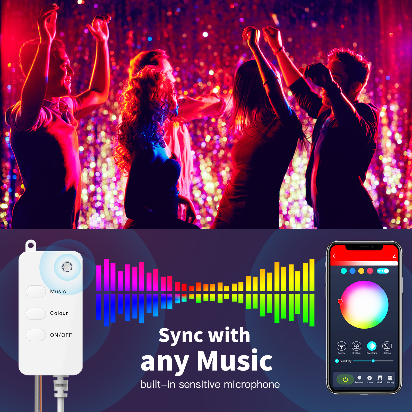 10m waterproof smart bulbs wifi bulbs rgb colour christmas lights strip Compatible with Alexa, Google and App Control