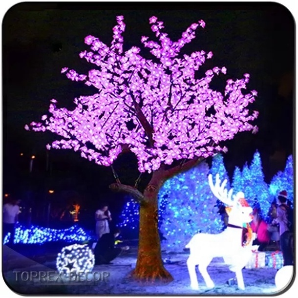 Custom factory Christmas holiday lighting outdoor decoration RGB 220V 3.5m artificial led cherry blossom tree lamp for weddings