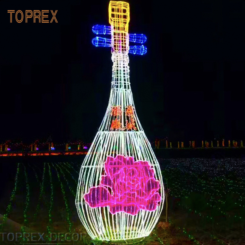 Toprex Decor 3D Large LED Musical Notes Sculpture Outdoor Christmas Holiday Motif Lights Harp Piano Guitar Horn Pipa Bass Tuba