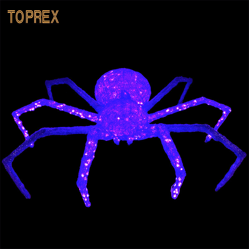 Indoor Outdoor Decor Props 3D Violet Led Giant Halloween Decorations Spider Halloween Haunted House Decor