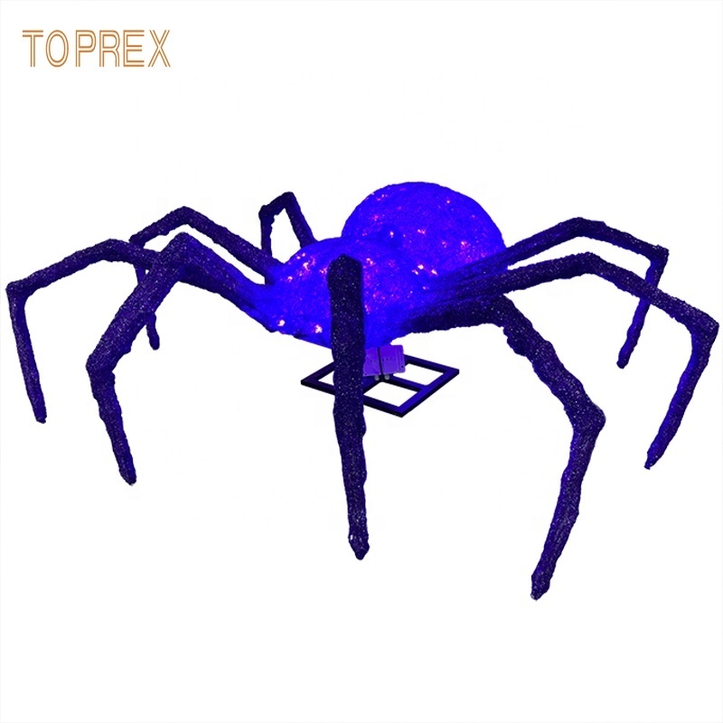 Indoor Outdoor Decor Props 3D Violet Led Giant Halloween Decorations Spider Halloween Haunted House Decor