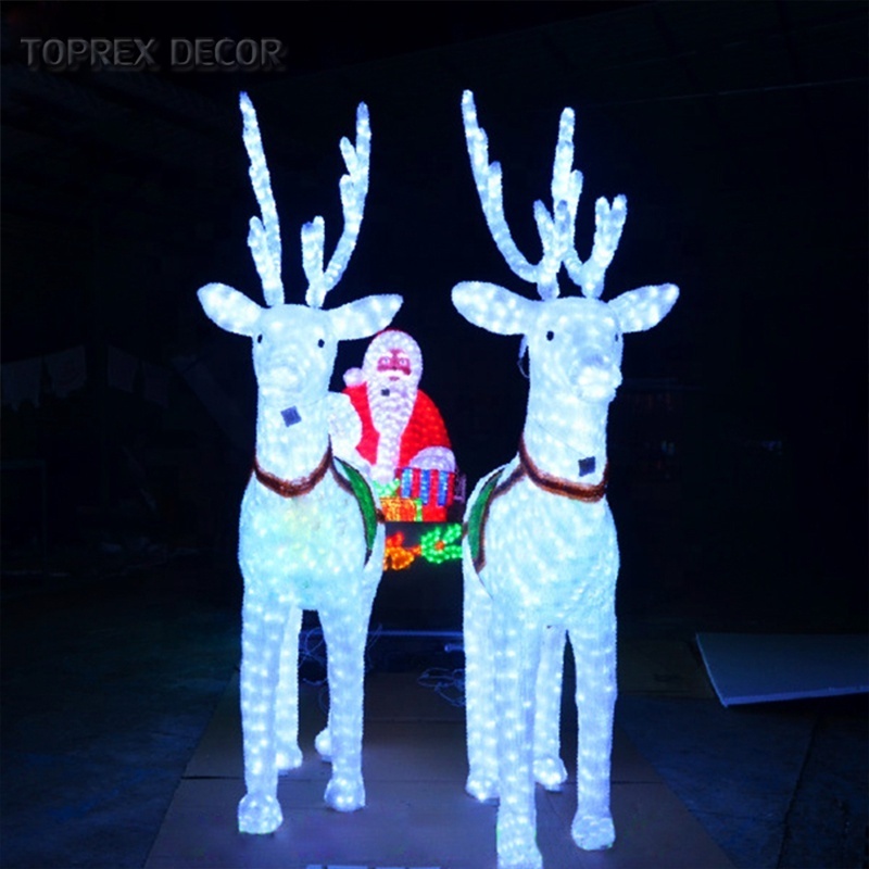 LED Acrylic Crystal Metal Santa Clause Reindeer Sleigh Outdoor Christmas Decoration IP65 Emitting Cold White Light