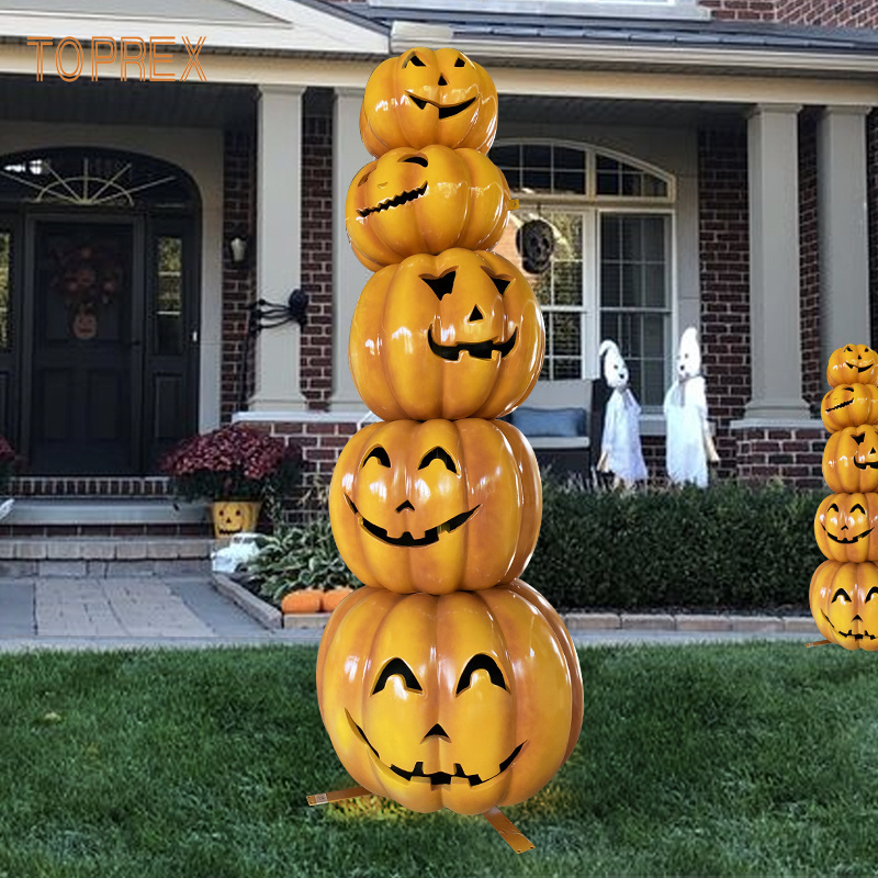 Halloween Metal Yard IP65 Highly Waterproof Decoration Fiberglass Resin Pumpkin