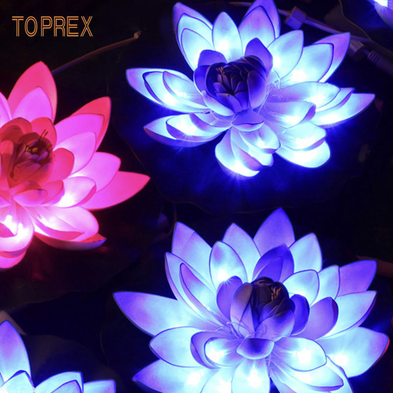 Outdoor 3D Illuminated Large China Motifs Led Lotus Flower Sculpture Diwali Decoration Diya Lights For Winter Wonder Light Show