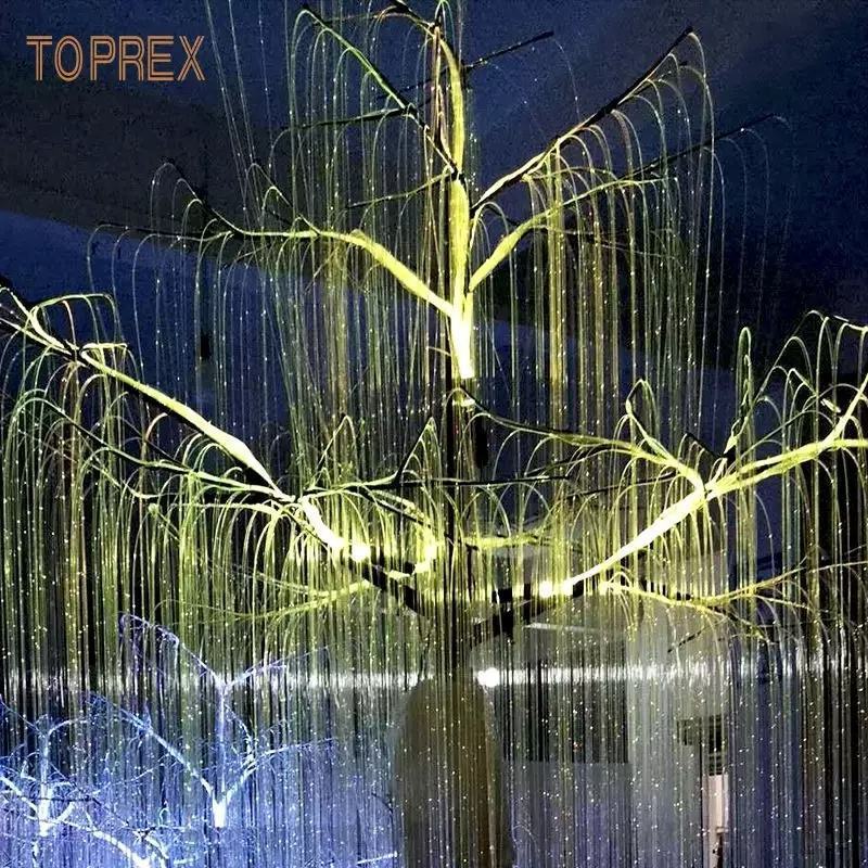 2.5 Meters Winter Wonderland Outdoor Decoration Willow Fiber Optic Avatar Tree For Landscape Park Garden Holiday Light