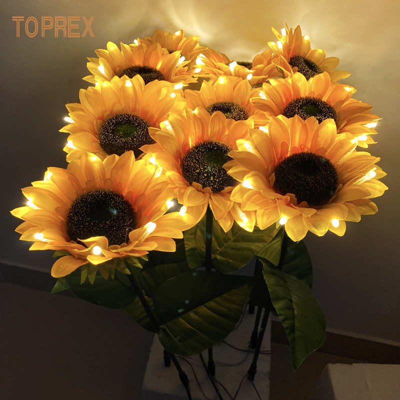 Waterproof Yellow Artificial Sunflower Flower Light for Garden Pathway for Mother's Day Halloween Parties LED Light Decor