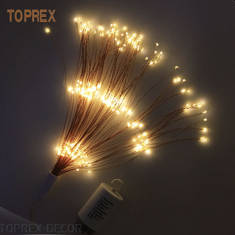 Copper Wire Starburst 8 Modes Battery Operated Fairy Tree Branches Hanging  Ip65 Remote Control Diy Firework Led String Lights