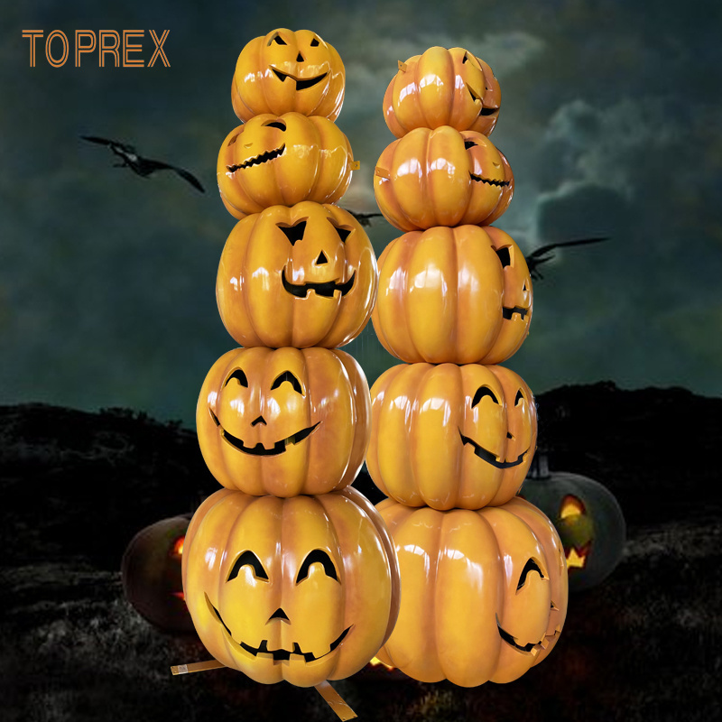 Halloween Metal Yard IP65 Highly Waterproof Decoration Fiberglass Resin Pumpkin