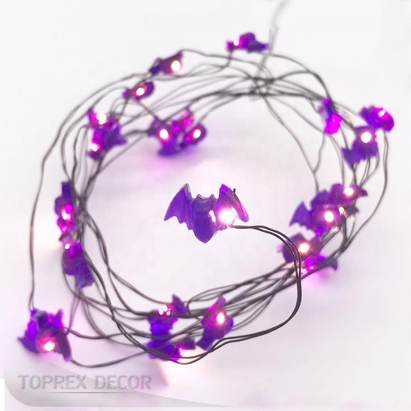 TOPREX DECOR 2AA Battery Operated halloween decoration bat Shape copper wire led string light