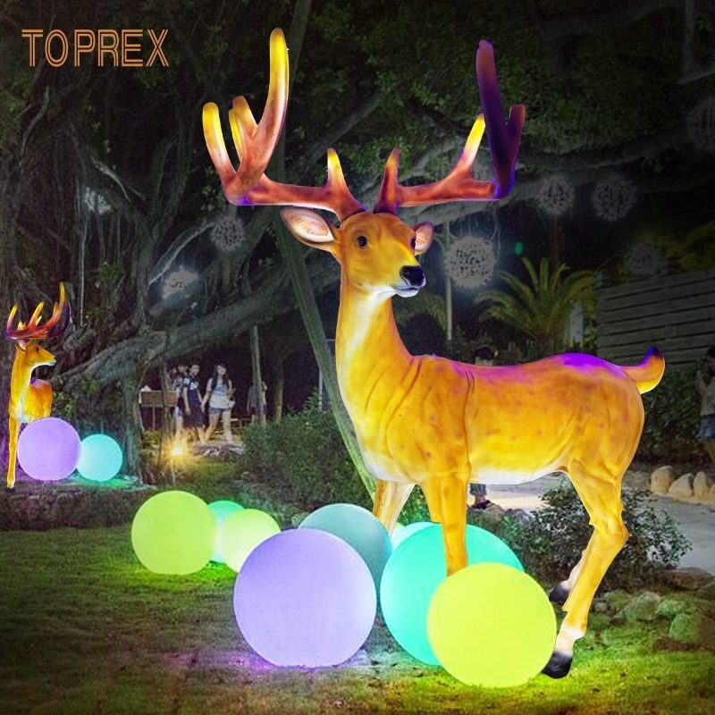 2023 Life Size Christmas Reindeer Statue Light Up  Resin Reindeer Acrylic Light Reindeer For New Year