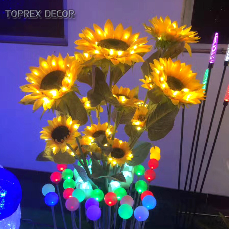 Waterproof Yellow Artificial Sunflower Flower Light for Garden Pathway for Mother's Day Halloween Parties LED Light Decor