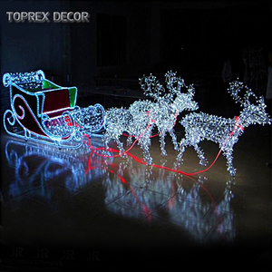 outdoor decoration Festival decoration christmas iron decorative life size santa sleigh