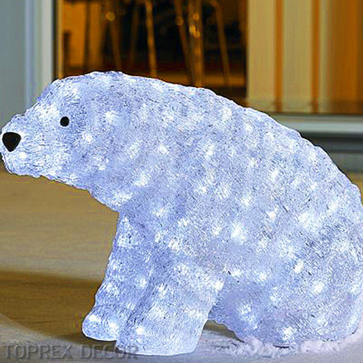 Toprex Customize Commercial Outdoor Giant Lighted Decoration  Led Sculptural Acrylic Polar Bear Christmas Outdoor Decoration