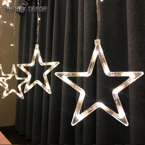 Ramadan Home Decor Waterproof Star and Moon Lights with IP65 Rating Warm White White Emitting LED Curtain Star for Christmas