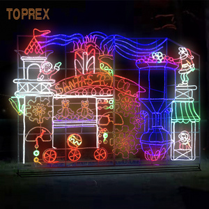 TOPREX Animated lighted 2D LED motif rope lights santa train Christmas light decoration outdoor