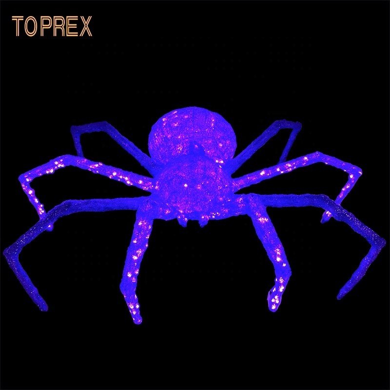 Creepy Customizable 3D Giant Motif Halloween Decorative LED Spider Lights High Cotton Iron Ramadan School New Year Decorations