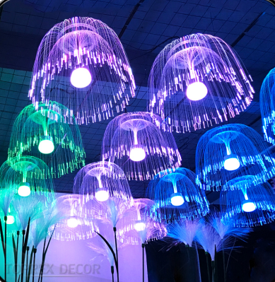 Easy Installation IP65 Event Holiday LED Fiber Optic Lights Hanging Jellyfish Christmas Light Decoration